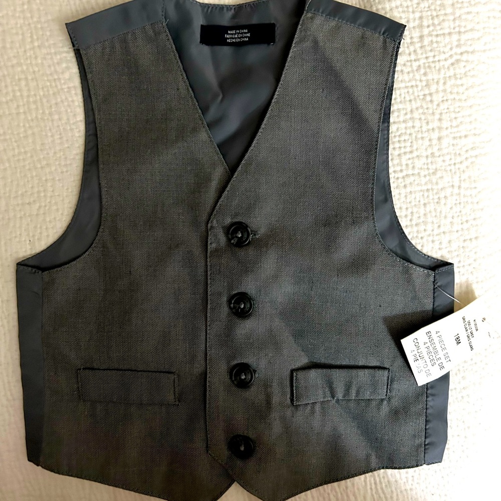 NWT baby boys charcoal gray suit vest 18m